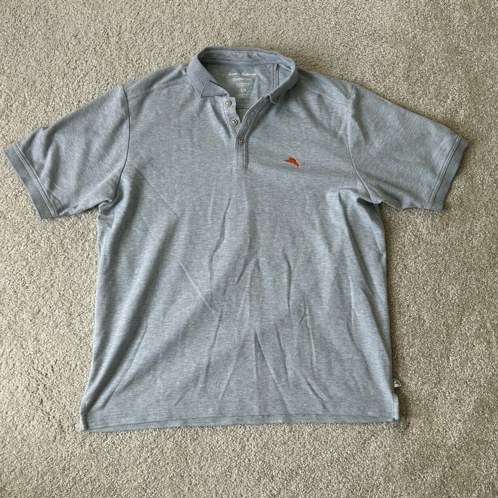 Tommy Bahama Men’s Large Islandzone Gray Polo
